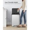 imageSONGMICS Kitchen Trash Can 105Gallon 40L Garbage Can with Lid and Wide Foot Pedal Soft Close and Stays Open Silver ULTB541E40Silver