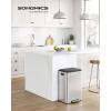 imageSONGMICS Kitchen Trash Can 105Gallon 40L Garbage Can with Lid and Wide Foot Pedal Soft Close and Stays Open Silver ULTB541E40Silver