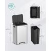 imageSONGMICS Kitchen Trash Can 105Gallon 40L Garbage Can with Lid and Wide Foot Pedal Soft Close and Stays Open Silver ULTB541E40Silver