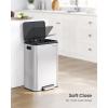 imageSONGMICS Kitchen Trash Can 105Gallon 40L Garbage Can with Lid and Wide Foot Pedal Soft Close and Stays Open Silver ULTB541E40Silver
