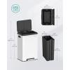 imageSONGMICS Kitchen Trash Can 105Gallon 40L Garbage Can with Lid and Wide Foot Pedal Soft Close and Stays Open Silver ULTB541E40White