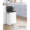 imageSONGMICS Kitchen Trash Can 105Gallon 40L Garbage Can with Lid and Wide Foot Pedal Soft Close and Stays Open Silver ULTB541E40White