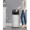 imageSONGMICS Motion Sensor Trash Can 13 Gallon Automatic Garbage Can with SoftClose Lid and Bag Retainer Ring Stainless Steel Touchless Kitchen Trash Bin 15 Trash Bags Included Silver ULTB610E50Silver