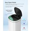 imageSONGMICS Motion Sensor Trash Can 13 Gallon Automatic Kitchen Garbage Can MultiColored Indicator Lights Ozone Odor Control StayOpen Lid Tall Stainless Steel White ULTB620W50White