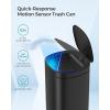 imageSONGMICS Motion Sensor Trash Can 13 Gallon Automatic Kitchen Garbage Can MultiColored Indicator Lights Ozone Odor Control StayOpen Lid Tall Stainless Steel White ULTB620W50Black