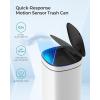 imageSONGMICS Motion Sensor Trash Can 13 Gallon Automatic Kitchen Garbage Can MultiColored Indicator Lights Ozone Odor Control StayOpen Lid Tall Stainless Steel White ULTB620W50White