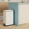 imageSONGMICS Slim Trash Can 13Gallon 50 L Garbage Can for Narrow Spaces with SoftClose Lid Inner Bucket and Stepon Pedal Stainless Steel 15 Trash Bags Included Silver ULTB510E48White