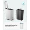 imageSONGMICS Slim Trash Can 13Gallon 50 L Garbage Can for Narrow Spaces with SoftClose Lid Inner Bucket and Stepon Pedal Stainless Steel 15 Trash Bags Included Silver ULTB510E48Silver