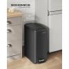 imageSONGMICS Slim Trash Can 13Gallon 50 L Garbage Can for Narrow Spaces with SoftClose Lid Inner Bucket and Stepon Pedal Stainless Steel 15 Trash Bags Included Silver ULTB510E48Black