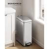 imageSONGMICS Slim Trash Can 13Gallon 50 L Garbage Can for Narrow Spaces with SoftClose Lid Inner Bucket and Stepon Pedal Stainless Steel 15 Trash Bags Included Silver ULTB510E48Silver