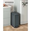 imageSONGMICS Slim Trash Can 13Gallon 50 L Garbage Can for Narrow Spaces with SoftClose Lid Inner Bucket and Stepon Pedal Stainless Steel 15 Trash Bags Included Silver ULTB510E48Charcoal Gray