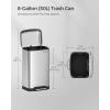 imageSONGMICS Trash Can 8 Gallon 30L Trash Bin with Lid and Inner Bucket Stainless Steel Garbage Can Soft Close Silver ULTB01LSilver