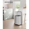imageSONGMICS Trash Can 8 Gallon 30L Trash Bin with Lid and Inner Bucket Stainless Steel Garbage Can Soft Close Silver ULTB01LSilver