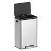 imageSONGMICS Kitchen Trash Can 105Gallon 40L Garbage Can with Lid and Wide Foot Pedal Soft Close and Stays Open Silver ULTB541E40Silver