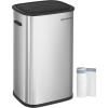 imageSONGMICS Motion Sensor Trash Can 13 Gallon Automatic Garbage Can with SoftClose Lid and Bag Retainer Ring Stainless Steel Touchless Kitchen Trash Bin 15 Trash Bags Included Silver ULTB610E50Silver