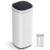 imageSONGMICS Motion Sensor Trash Can 13 Gallon Automatic Kitchen Garbage Can MultiColored Indicator Lights Ozone Odor Control StayOpen Lid Tall Stainless Steel White ULTB620W50White