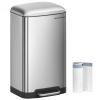 imageSONGMICS Trash Can 8 Gallon 30L Trash Bin with Lid and Inner Bucket Stainless Steel Garbage Can Soft Close Silver ULTB01LSilver