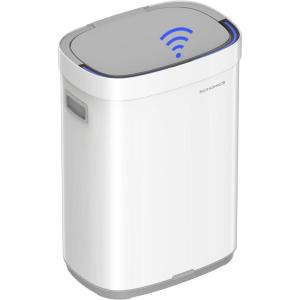 imageSONGMICS Motion Sensor Trash Can 13 Gallon Automatic Garbage Can with SoftClose Lid and Bag Retainer Ring Stainless Steel Touchless Kitchen Trash Bin 15 Trash Bags Included Silver ULTB610E50Cloud White