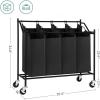 imageSONGMICS 4Bag Laundry Cart Sorter Rolling Laundry Basket Hamper with 4 Removable Bags Casters and Brakes Black URLS90HBlack
