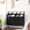 imageSONGMICS 4Bag Laundry Cart Sorter Rolling Laundry Basket Hamper with 4 Removable Bags Casters and Brakes Black URLS90HBlack