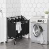 imageSONGMICS 4Bag Laundry Cart Sorter Rolling Laundry Basket Hamper with 4 Removable Bags Casters and Brakes Black URLS90HBlack