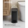 imageSONGMICS Bathroom Trash Can 13 Gallon 5 L Small Trash Bin with Lid Slim for Small Spaces Stainless Steel Garbage Can Soft Close White ULTB560W05Black
