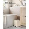 imageSONGMICS Bathroom Trash Can 13 Gallon 5 L Small Trash Bin with Lid Slim for Small Spaces Stainless Steel Garbage Can Soft Close White ULTB560W05Sand Beige