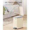 imageSONGMICS Bathroom Trash Can 13 Gallon 5 L Small Trash Bin with Lid Slim for Small Spaces Stainless Steel Garbage Can Soft Close White ULTB560W05Sand Beige