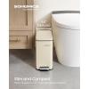 imageSONGMICS Bathroom Trash Can 13 Gallon 5 L Small Trash Bin with Lid Slim for Small Spaces Stainless Steel Garbage Can Soft Close White ULTB560W05Sand Beige
