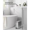 imageSONGMICS Bathroom Trash Can 13 Gallon 5 L Small Trash Bin with Lid Slim for Small Spaces Stainless Steel Garbage Can Soft Close White ULTB560W05Silver