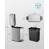 imageSONGMICS Bathroom Trash Can 13 Gallon 5 L Small Trash Bin with Lid Slim for Small Spaces Stainless Steel Garbage Can Soft Close White ULTB560W05Silver