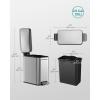 imageSONGMICS Bathroom Trash Can 13 Gallon 5 L Small Trash Bin with Lid Slim for Small Spaces Stainless Steel Garbage Can Soft Close White ULTB560W05Silver