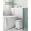 imageSONGMICS Bathroom Trash Can 13 Gallon 5 L Small Trash Bin with Lid Slim for Small Spaces Stainless Steel Garbage Can Soft Close White ULTB560W05White