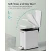 imageSONGMICS Bathroom Trash Can 13 Gallon 5 L Small Trash Bin with Lid Slim for Small Spaces Stainless Steel Garbage Can Soft Close White ULTB560W05White