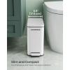 imageSONGMICS Bathroom Trash Can 13 Gallon 5 L Small Trash Bin with Lid Slim for Small Spaces Stainless Steel Garbage Can Soft Close White ULTB560W05White