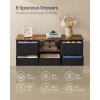imageSONGMICS Dresser for Bedroom Fabric Dresser with Power Outlets and LED Lights TV Stand for up to 60 Inch TVs 25 Colors 118 x 472 x 313 Inches Ink Black and Rustic Brown ULTS518B01Ink Black  Rustic Brown