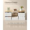 imageSONGMICS Dresser for Bedroom Fabric Dresser with Power Outlets and LED Lights TV Stand for up to 60 Inch TVs 25 Colors 118 x 472 x 313 Inches Ink Black and Rustic Brown ULTS518B01Cloud White  Oak Beige