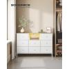 imageSONGMICS Dresser for Bedroom Fabric Dresser with Power Outlets and LED Lights TV Stand for up to 60 Inch TVs 25 Colors 118 x 472 x 313 Inches Ink Black and Rustic Brown ULTS518B01Cloud White  Oak Beige