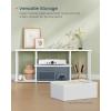 imageSONGMICS HOME Superfast Toolless Assembly TV Stand for TVs up to 50 Inches TV Cabinet Unit Media Center Table Living Room 43 x 14 x 18 Inches Shelves Natural Walnut and Ink Black ULTV500K01Snow White  Matte White