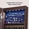 imageSONGMICS Jewelry Cabinet with 6 LED Lights Lockable Mirrored Jewelry Armoire Organizer 2 Drawers Brown UJJC94KEspresso