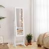 imageSONGMICS Jewelry Cabinet with 6 LED Lights Lockable Mirrored Jewelry Armoire Organizer 2 Drawers Brown UJJC94KWhite