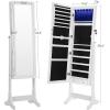 imageSONGMICS Jewelry Cabinet with 6 LED Lights Lockable Mirrored Jewelry Armoire Organizer 2 Drawers Brown UJJC94KWhite