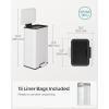 imageSONGMICS Kitchen Trash Can 105 Gallon 40 L Garbage Can Large Step Trash Bin with Lid Stainless Steel Soft Close 15 Trash Bags Included Silver ULTB540E40White
