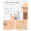 imageSONGMICS Kitchen Trash Can 105 Gallon 40 L Garbage Can Large Step Trash Bin with Lid Stainless Steel Soft Close 15 Trash Bags Included Silver ULTB540E40Peach Fuzz
