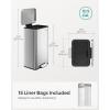 imageSONGMICS Kitchen Trash Can 105 Gallon 40 L Garbage Can Large Step Trash Bin with Lid Stainless Steel Soft Close 15 Trash Bags Included Silver ULTB540E40Silver