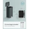 imageSONGMICS Kitchen Trash Can 105 Gallon 40 L Garbage Can Large Step Trash Bin with Lid Stainless Steel Soft Close 15 Trash Bags Included Silver ULTB540E40Charcoal Gray