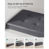 imageSONGMICS MAZIE Collection  15 Inches Ottoman with Storage Footstool Storage Ottoman with Metal Grommet Handles Load 660 lb for Dorm Living Room Bedroom Synthetic Leather Black ULSF30BDark Gray