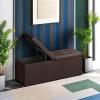 imageSONGMICS MAZIE Collection  15 Inches Ottoman with Storage Footstool Storage Ottoman with Metal Grommet Handles Load 660 lb for Dorm Living Room Bedroom Synthetic Leather Black ULSF30BBrown