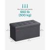 imageSONGMICS MAZIE Collection  15 Inches Ottoman with Storage Footstool Storage Ottoman with Metal Grommet Handles Load 660 lb for Dorm Living Room Bedroom Synthetic Leather Black ULSF30BDark Gray