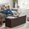 imageSONGMICS MAZIE Collection  15 Inches Ottoman with Storage Footstool Storage Ottoman with Metal Grommet Handles Load 660 lb for Dorm Living Room Bedroom Synthetic Leather Black ULSF30BBrown